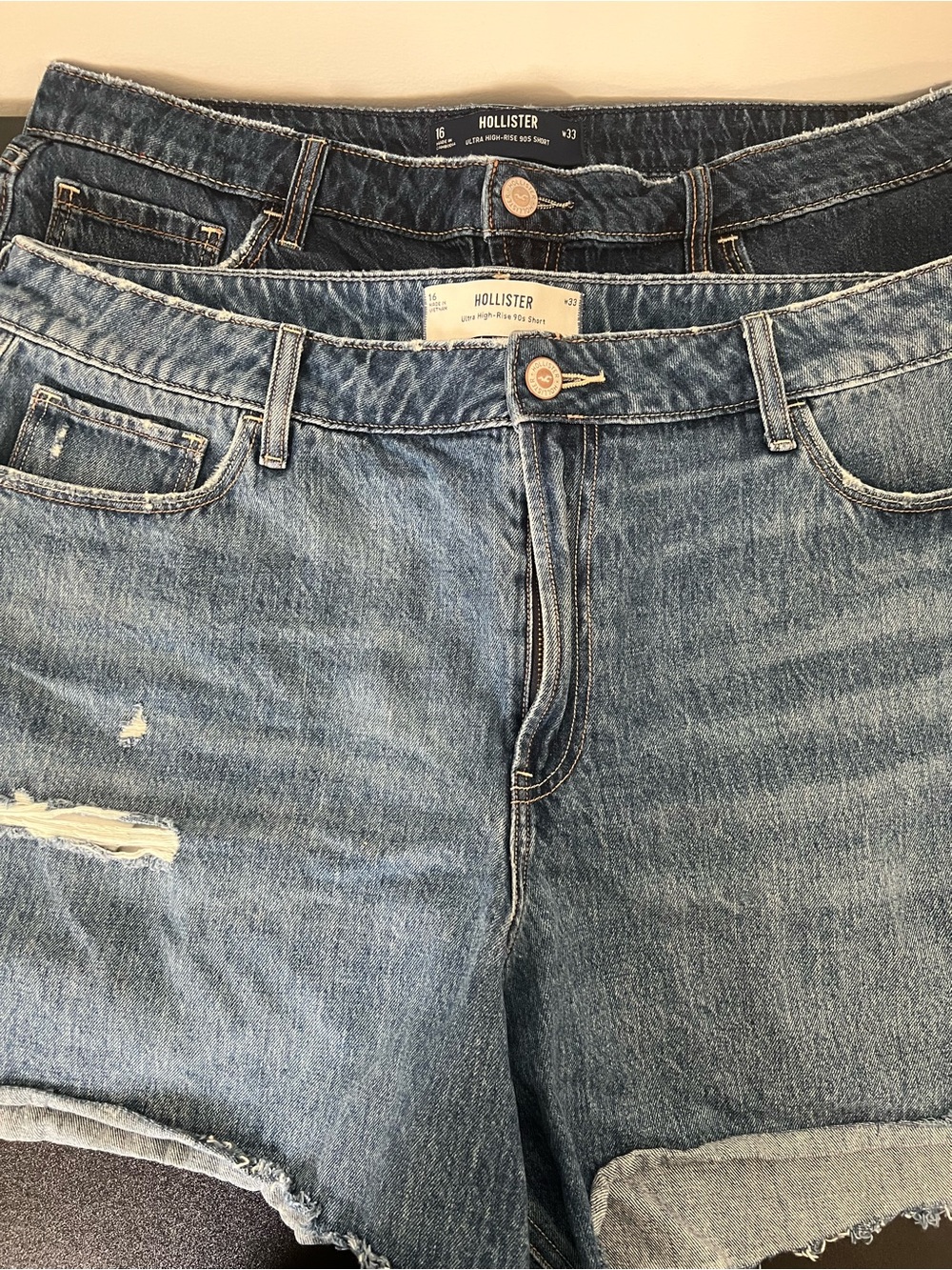 Hollister Lot of 2 Blue Denim Cropped Shorts